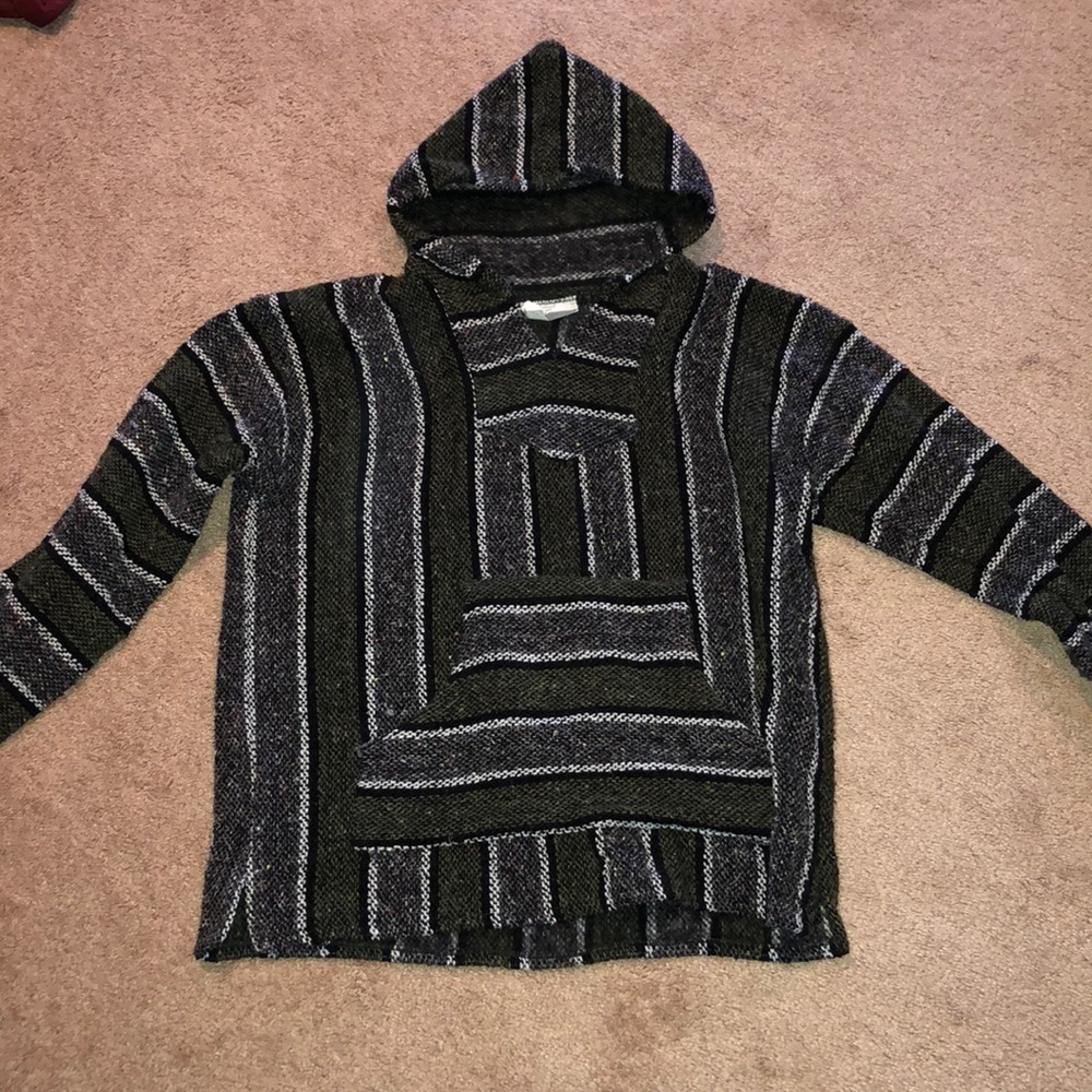 Green and Grey Striped Hoodie "Drug Rug"